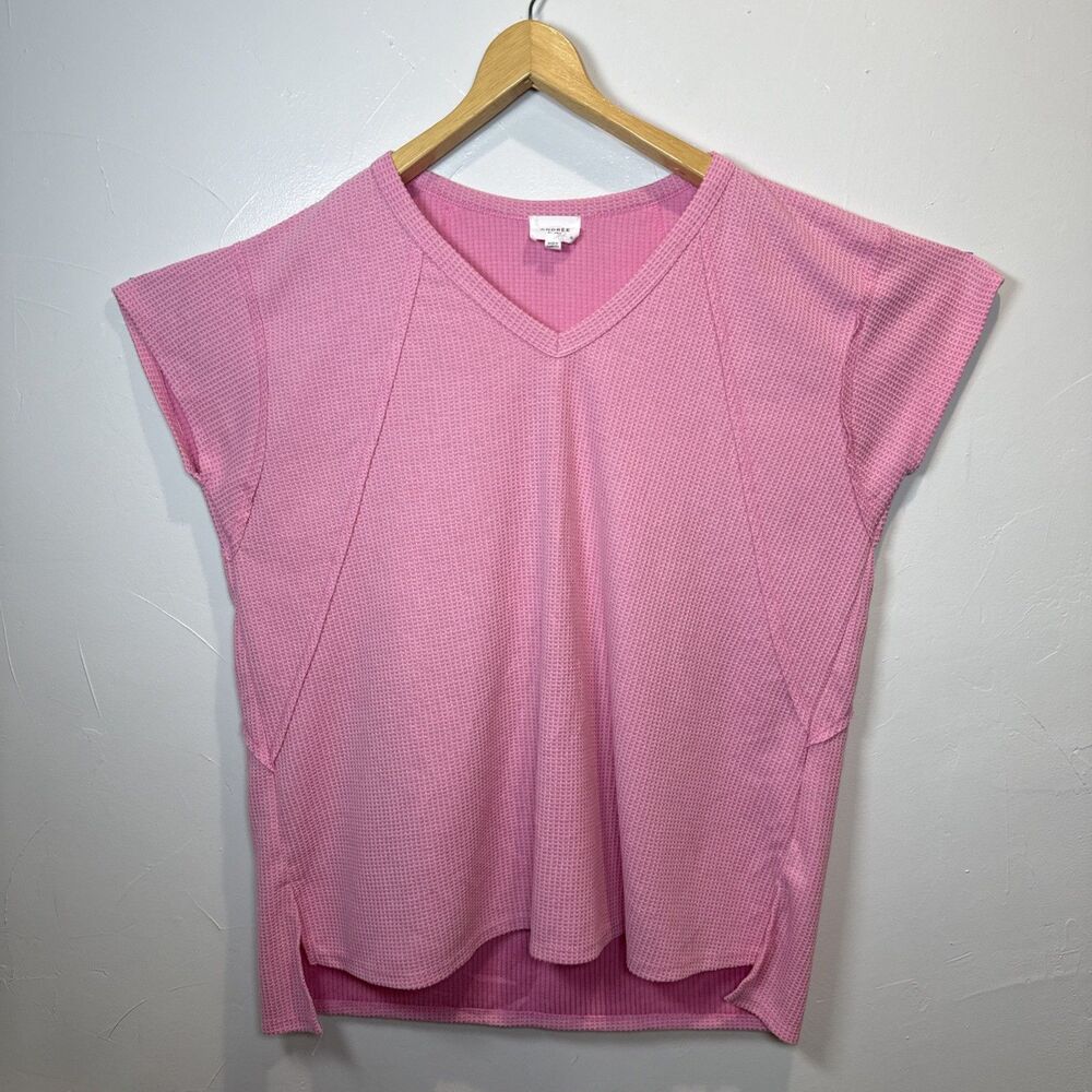 Andree by Unit Tunic Shirt Pink Waffleknit Size 1X Style MH518P Boxy Relaxed